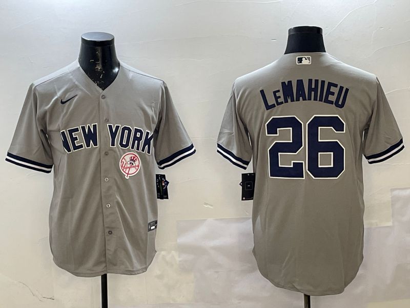 Men New York Yankees 26 Lemahieu Grey Game 2025 Nike MLB Jersey style 3